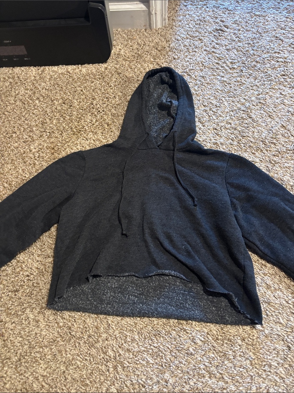 Brandy Melville Charcoal Black Cropped Hoodie